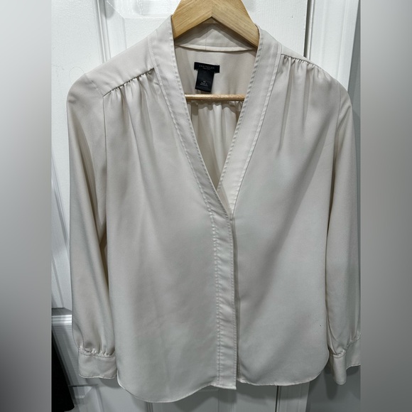 Ann Taylor Cream V-Neck Blouse - Picture 1 of 5